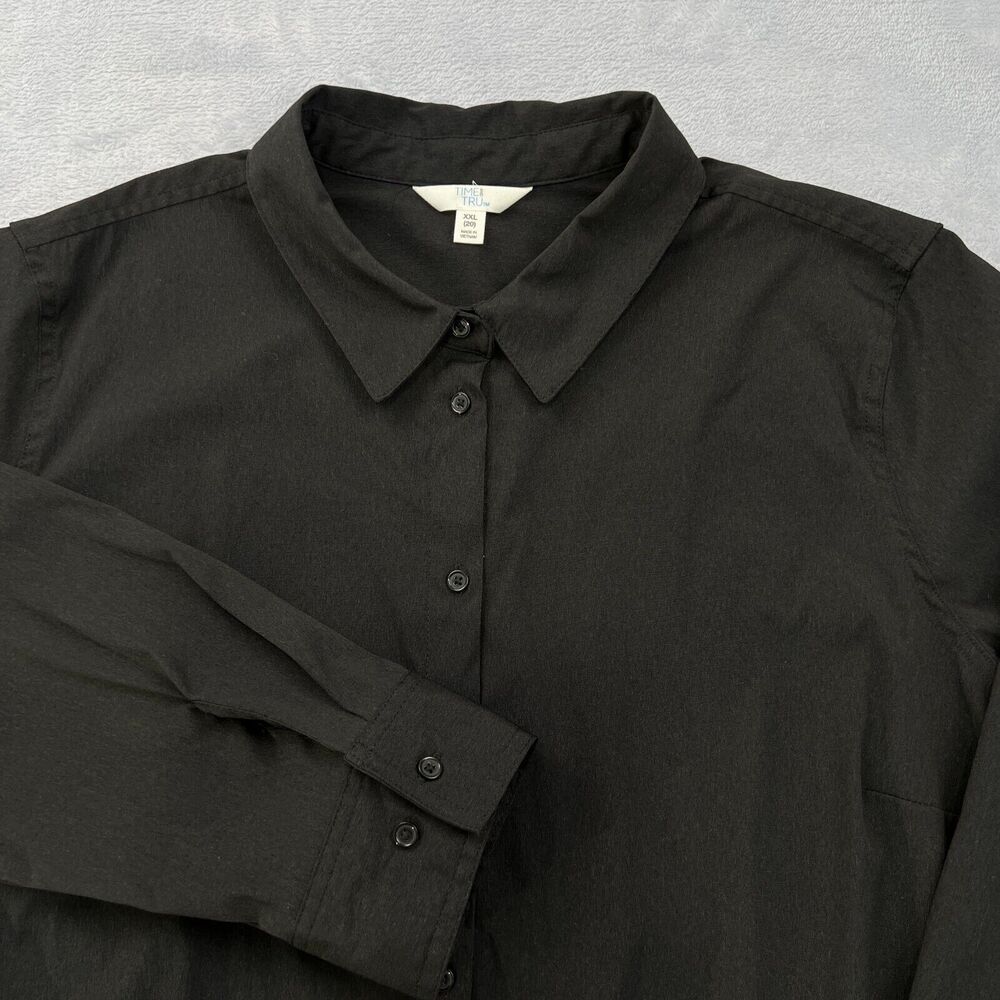 Time & Tru Black long Sleeve Button‎ Down Shirt Top Womens XXL Business Workwear